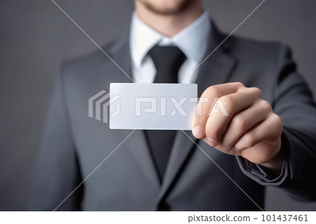 businessman showing blank card businessman showing blank card 101437461