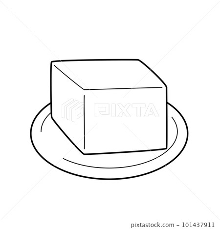 簡單可愛的豆腐白色背景矢量與主線剪貼畫的插圖 簡單可愛的豆腐白色背景矢量與主線剪貼畫的插圖 101437911