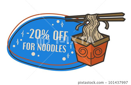 Discount on noodles in restaurant, label or logo Discount on noodles in restaurant, label or logo 101437997