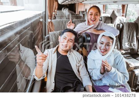 muslim people travel by bus during eid mubarak holiday 101438278