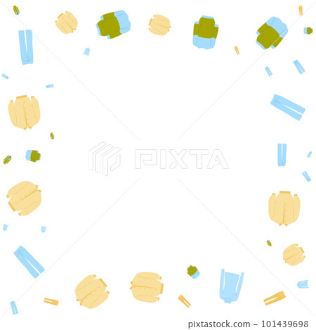 Frame design of colored spring clothes poster on a white background. Place to insert text. Vector illustration. Frame design of colored spring clothes poster on a white background. Place to insert text. Vector illustration. 101439698
