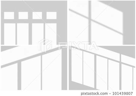Window shadow drop on white wall background 101439807