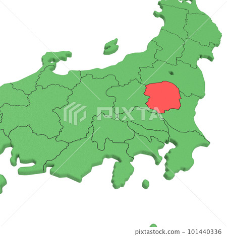 Vector material / Bird view of the Japanese archipelago Blue sea and green land Prefectural border display Red highlights [Tochigi Prefecture] 101440336
