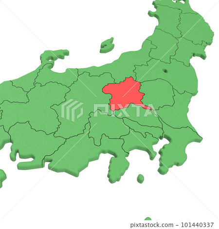 Vector material / Bird view of the Japanese archipelago Blue sea and green land Prefectural border display Red highlight_[Gunma Prefecture] 101440337