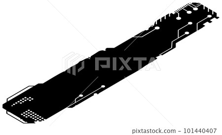 Isometric rectangular design element silhouette in tech style isolated on white. Long tech plate with copy space. Vector clipart. Isometric rectangular design element silhouette in tech style isolated on white. Long tech plate with copy space. Vector clipart. 101440407