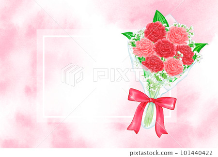 水彩康乃馨花束（背景粉色）留言卡 101440422