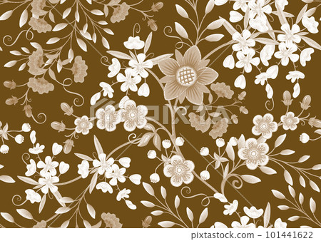 Fantasy flowers in retro, vintage, jacobean embroidery style. Fantasy flowers in retro, vintage, jacobean embroidery style. 101441622