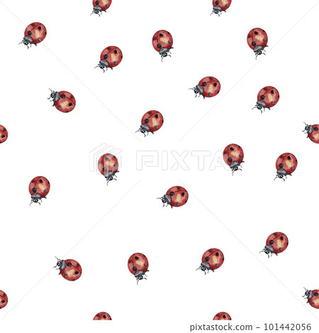 Watercolor seamless, cartoon pattern with flowers and insects on a background. Kids style background with beautiful summer or spring flowers. Applicable for textiles, wallpapers, decor. Watercolor seamless, cartoon pattern with flowers and insects on a background. Kids style background with beautiful summer or spring flowers. Applicable for textiles, wallpapers, decor. 101442056