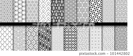 Geometric set of seamless black and white patterns. Simpless vector graphics Geometric set of seamless black and white patterns. Simpless vector graphics 101442802