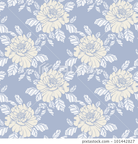 Seamless damask pattern, delicate flowers on a light background. Pastel colors. Background, print, textile, vector 101442827