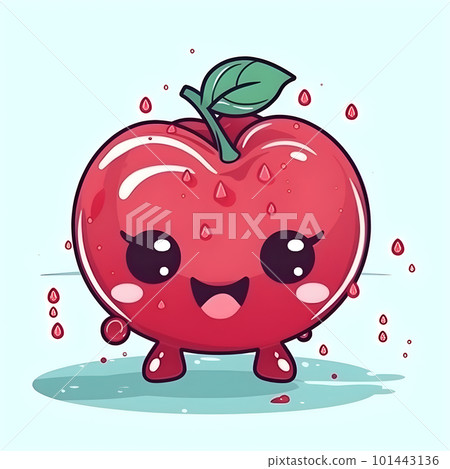 Red small cherry cute kawaii cartoon character 101443136