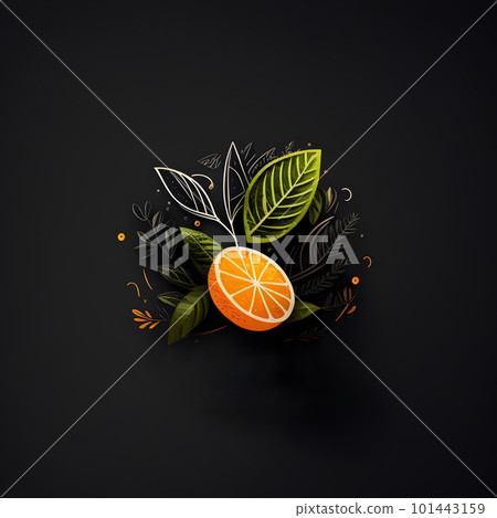 Orange citrus fruit minimalistic square emblem Orange citrus fruit minimalistic square emblem 101443159