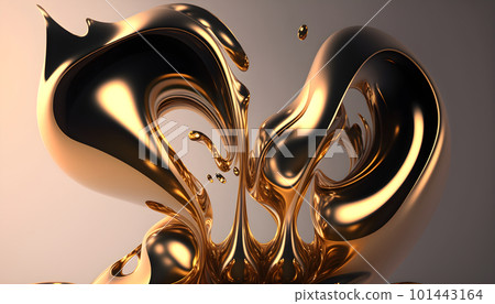 Metallic golden swirls morphing abstract fluid art Metallic golden swirls morphing abstract fluid art 101443164