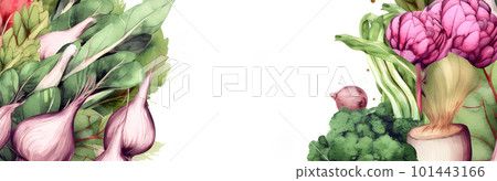 Spring greens and vegetables banner copy space 101443166