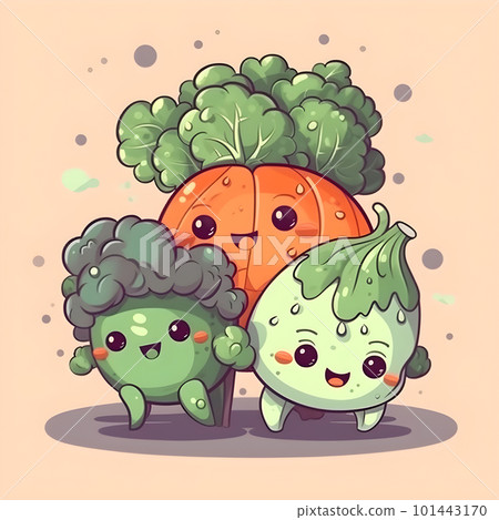 Vegetables and fruits cute cartoon characters 101443170