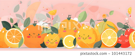 Citrus fruits cute laughing cartoon characters 101443172