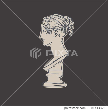 Hand drawn vector abstract outline,graphic,line art greek ancient sculpture statue line art modern drawing.Antique classic statues in trendy bohemian style,outline design concept.Antique statue logo. 101443326