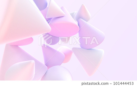 Abstract background with geometric shapes 3d render. Holographic cones with matte gradient texture, colorful composition of flying pink purple pyramids or triangles, dynamic wallpaper. 3D Illustration Abstract background with geometric shapes 3d render. Holographic cones with matte gradient texture, colorful composition of flying pink purple pyramids or triangles, dynamic wallpaper. 3D Illustration 101444453