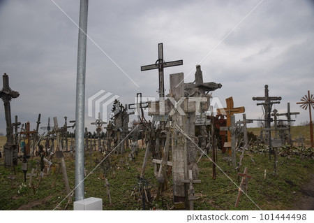 Lithuania Hill of Crosses on a slightly cloudy day 101444498