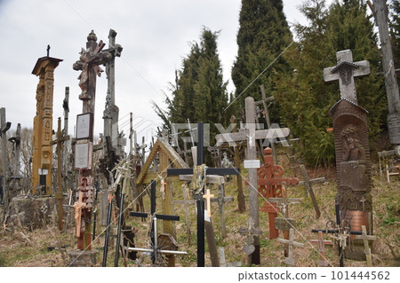 Lithuania Hill of Crosses on a slightly cloudy day Lithuania Hill of Crosses on a slightly cloudy day 101444562