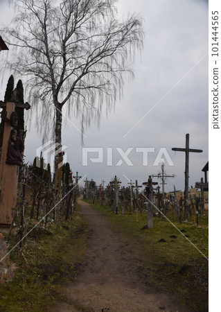 Lithuania Hill of Crosses on a slightly cloudy day Lithuania Hill of Crosses on a slightly cloudy day 101444565