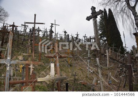 Lithuania Hill of Crosses on a slightly cloudy day 101444566