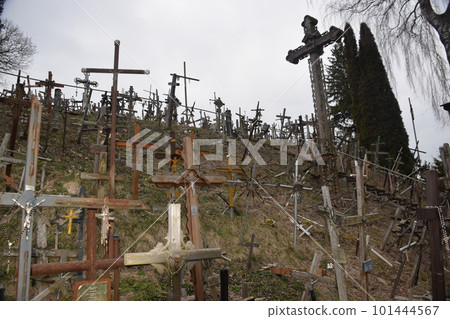 Lithuania Hill of Crosses on a slightly cloudy day Lithuania Hill of Crosses on a slightly cloudy day 101444567