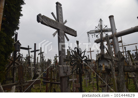 Lithuania Hill of Crosses on a slightly cloudy day Lithuania Hill of Crosses on a slightly cloudy day 101444629
