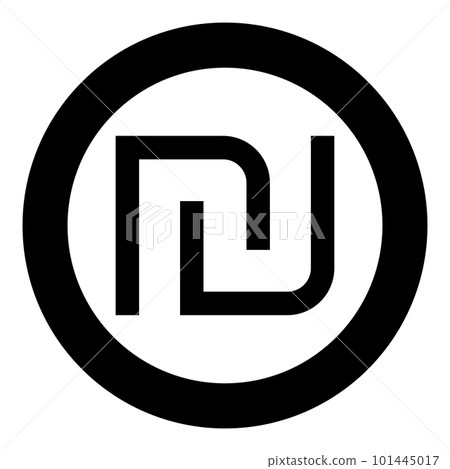 Israeli Shekel currency symbol ILS money nis sign new icon in circle round black color vector illustration image solid outline style 101445017