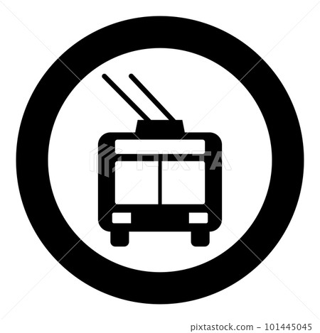 Trolleybus electric city transportation urban public transport trolley bus icon in circle round black color vector illustration image solid outline style Trolleybus electric city transportation urban public transport trolley bus icon in circle round black color vector illustration image solid outline style 101445045