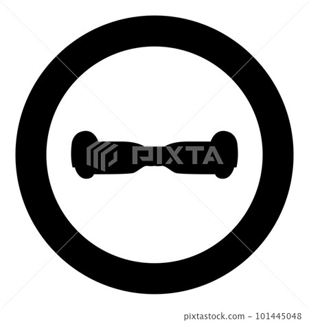 Gyro board scooter hoverboard two wheel electric self balancing eco icon in circle round black color vector illustration image solid outline style 101445048