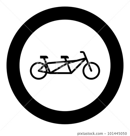 Tandem bicycle bike icon in circle round black color vector illustration image solid outline style 101445050