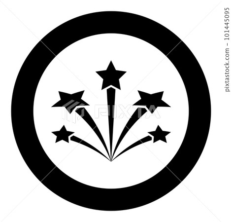 Salute with stars firework starry icon in circle round black color vector illustration image solid outline style Salute with stars firework starry icon in circle round black color vector illustration image solid outline style 101445095