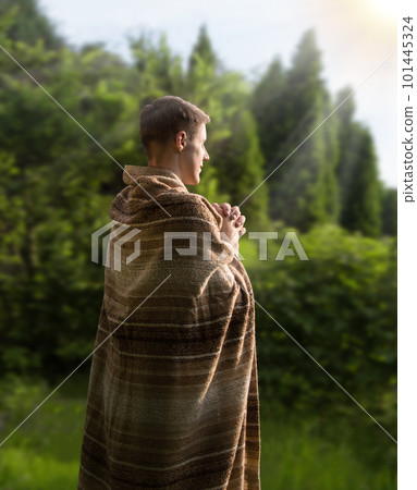 Praying man in the garden Praying man in the garden 101445324
