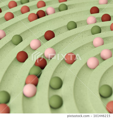 Small spheres rolling down wavy slide 101446215