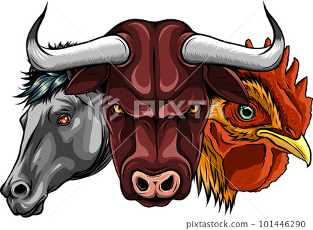 Set of popular colorful vector farm animals Set of popular colorful vector farm animals 101446290