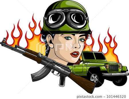 sexy army girl with assault rifle vector sexy army girl with assault rifle vector 101446320