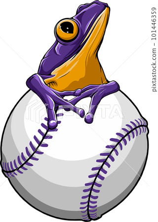 vector illustration of frog on baseball ball. digital hand draw 101446359
