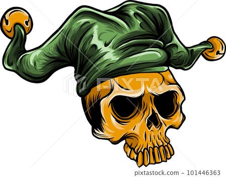 vector illustration of skull with joker hat on white background vector illustration of skull with joker hat on white background 101446363
