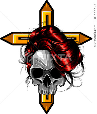 Vector Image Of A Cross Decorated With Skull 101446397