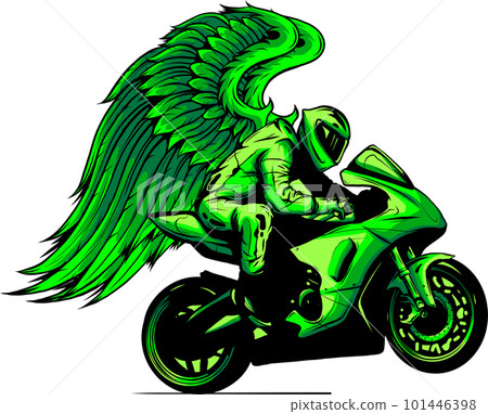 Vector illustration of biker with wings on white background. digital hand draw 101446398