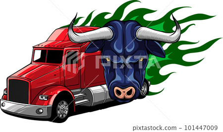 american truck with bull and flames vector illustration design american truck with bull and flames vector illustration design 101447009