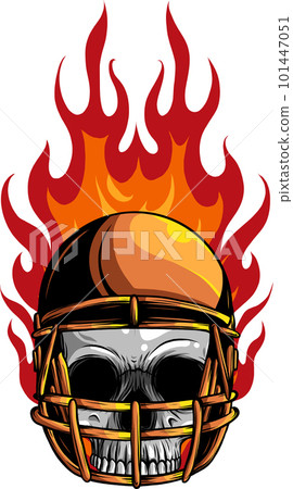 football player skull with flames vector design 101447051