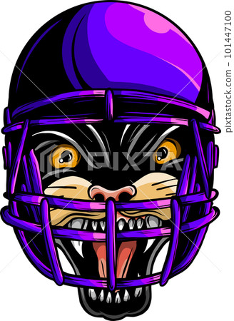 Panther with helmet mascot logo design. vector illustration on white background. digital hand draw 101447100