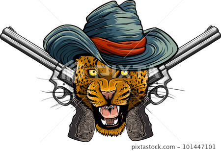 leopard head with guns logo mascot design leopard head with guns logo mascot design 101447101