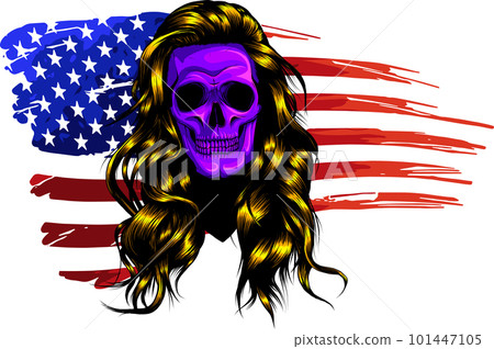 woman skull with american flag decor in retro style. vector illustration design woman skull with american flag decor in retro style. vector illustration design 101447105