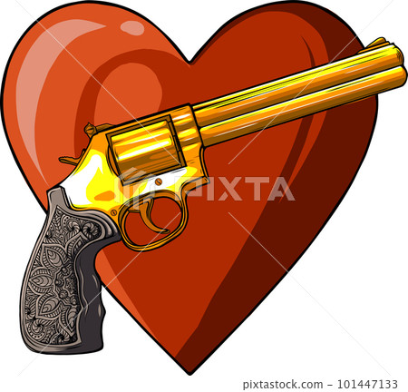 classic gold revolver vector illustration on white background classic gold revolver vector illustration on white background 101447133