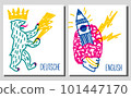Doodle posters of various symbol cities, Berlin, London 101447170