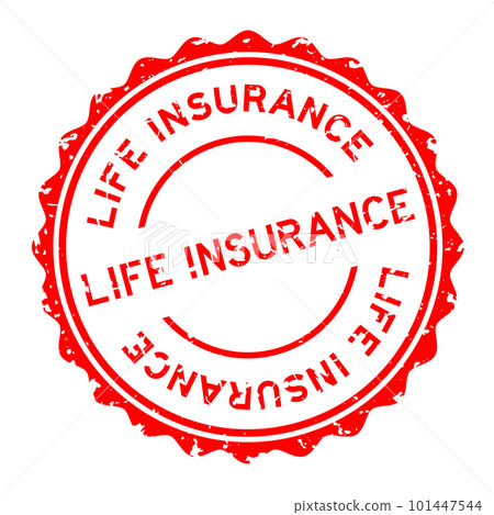Grunge red life insurance word round rubber seal stamp on white background 101447544