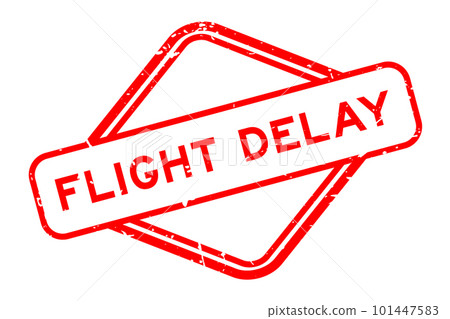Grunge red flight delay word rubber seal stamp on white background 101447583